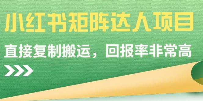 项目-小红书矩阵达人项目，直接复制搬运，回报率非常高骑士资源网(1)