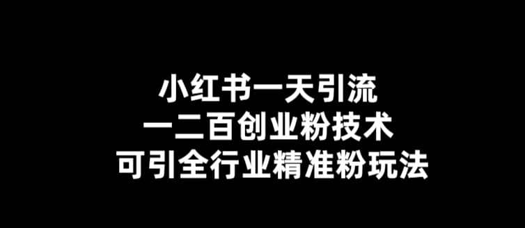 项目-【引流必备】小红书一天引流一二百创业粉技术，可引全行业精准粉玩法骑士资源网(1)