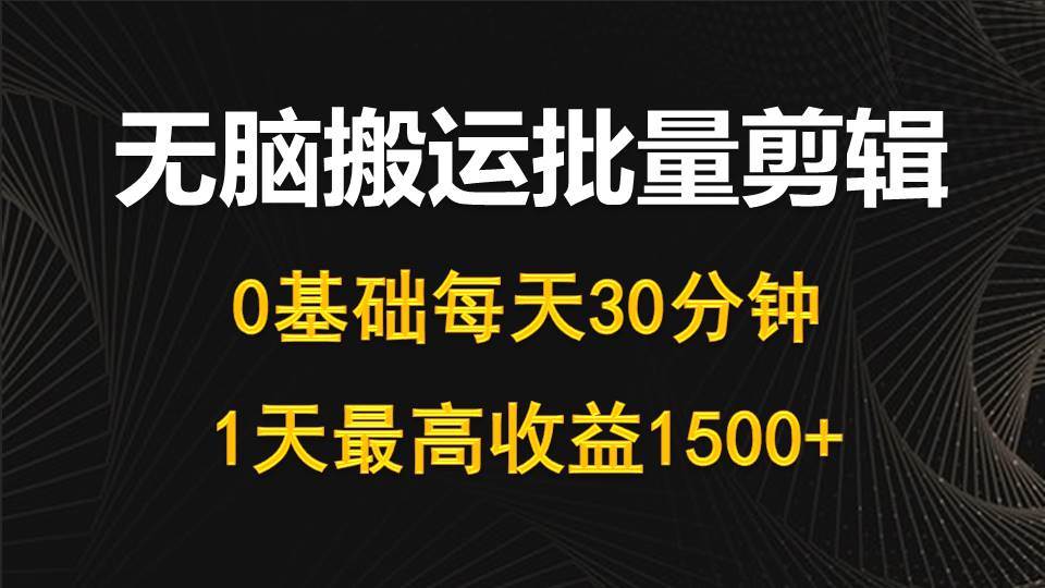 项目-每天30分钟，0基础无脑搬运批量剪辑，1天最高收益1500+骑士资源网(1)