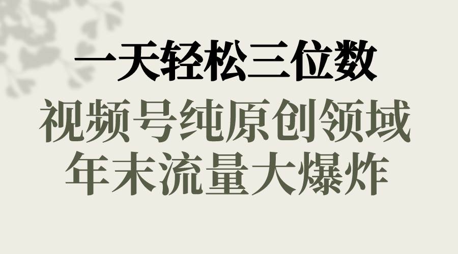 项目-一天轻松三位数，视频号纯原创领域，春节童子送祝福，年末流量大爆炸骑士资源网(1)