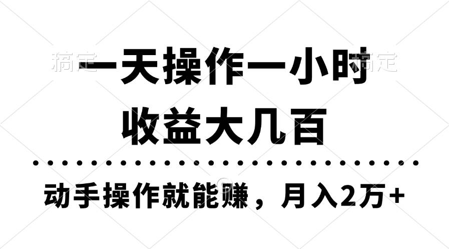 项目-一天操作一小时，收益大几百，动手操作就能赚，月入2万+教学骑士资源网(1)