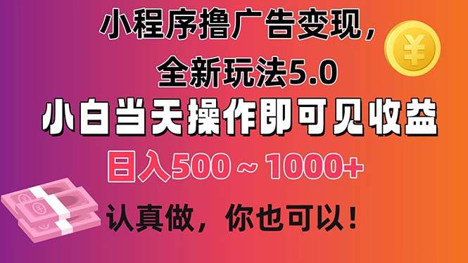 项目-小程序撸广告变现，全新玩法5.0，小白当天操作即可上手，日收益 500~1000+骑士资源网(1)