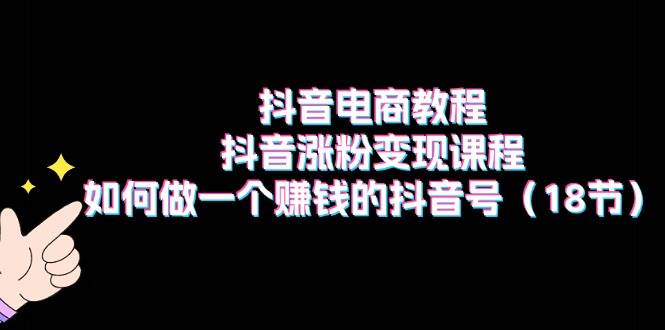 项目-抖音电商教程：抖音涨粉变现课程：如何做一个赚钱的抖音号（18节）骑士资源网(1)