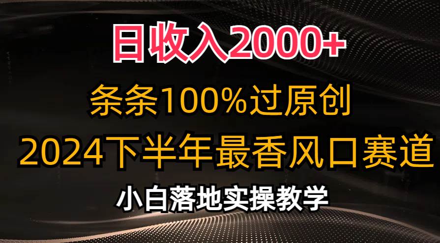 项目-日收入2000+，条条100%过原创，2024下半年最香风口赛道，小白轻松上手骑士资源网(1)