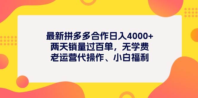 项目-最新拼多多项目日入4000+两天销量过百单，无学费、老运营代操作、小白福利骑士资源网(1)