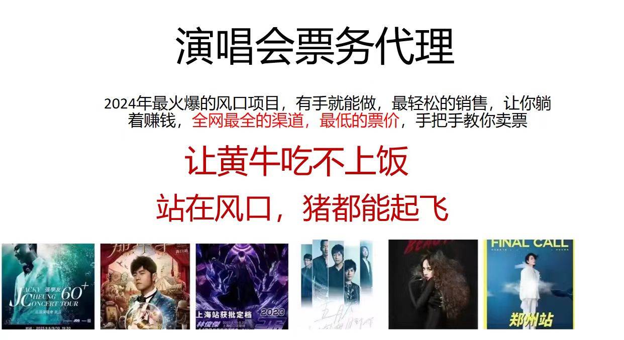 项目-演唱会全网最低票务代理，小白一分钟上手，手把手教你卖票，日入2000+&#8230;骑士资源网(1)