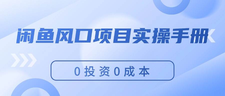 项目-闲鱼风口项目实操手册，0投资0成本，让你做到，月入过万，新手可做骑士资源网(1)